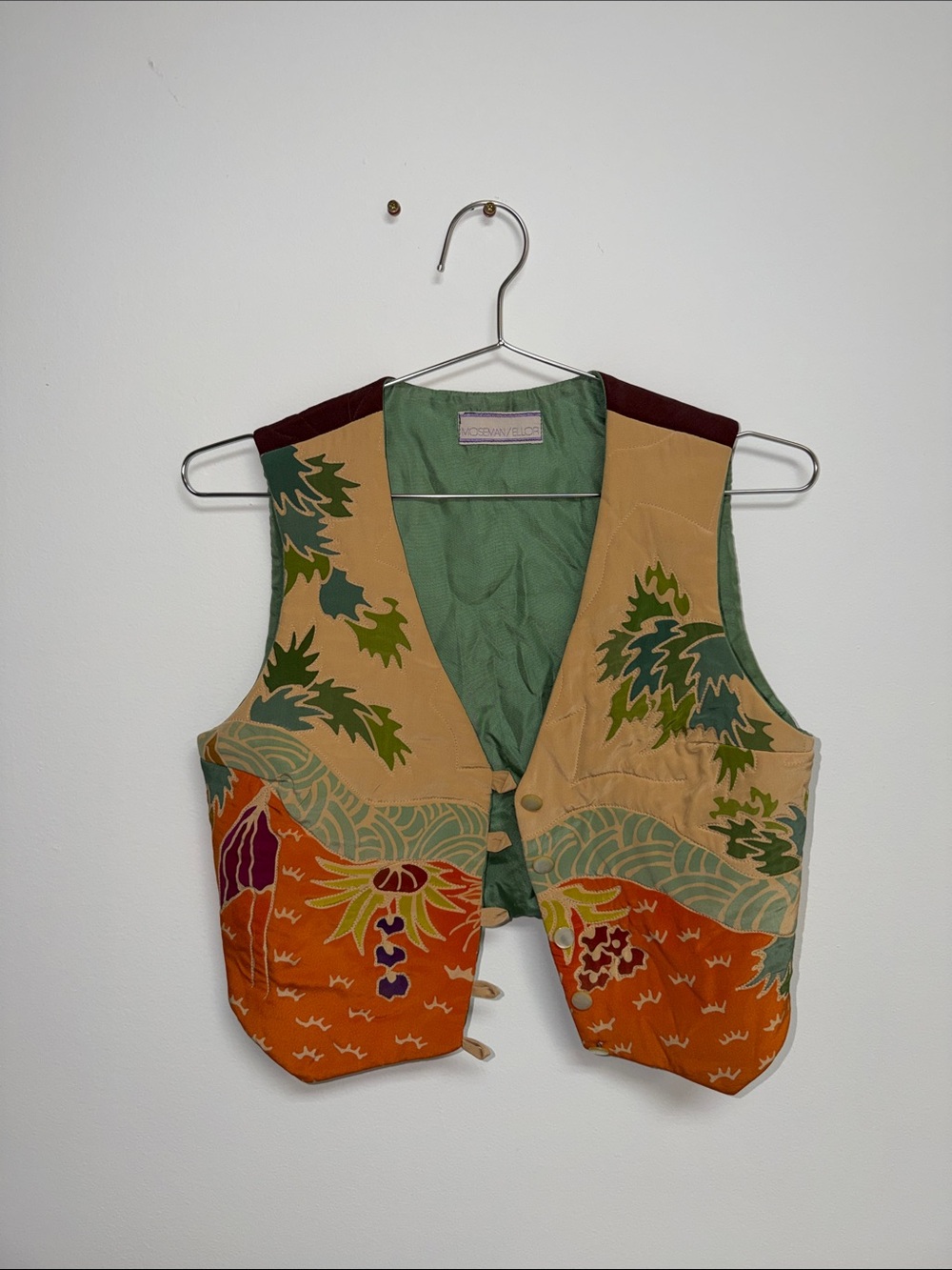 Vintage Silk Multicolor Floral Crop Vest